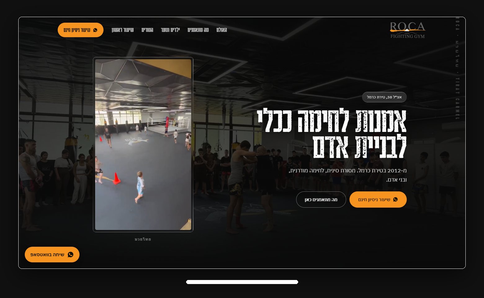 ROCA Fighting Gym - מסך הפתיחה עם כרטיס הווידאו האנכי
